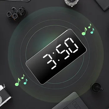 LED Modinātājs Spoguļa Ciparu Pulkstenis Atlikšanas Laiku Temperatūra Naktī Displejs Reloj Despertador 2 USB Izejas Porti Galda Pulkstenis
