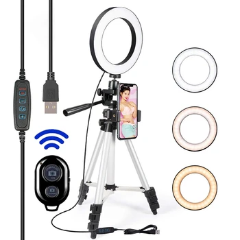 Led Selfie Aizpildīt Gredzenu 16CM Gaismas Tālruņa Statīvs Turētājs Bluetooth Remote Lampas Foto Ringlight Fotogrāfija Apgaismojums Youtube Live
