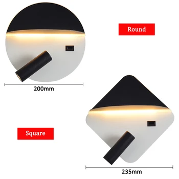 LED Sienas Apgaismojums Ar Slēdzi Un USB Interfeiss Modes Balts Melns Lampas Armatūra Gultas Koridora Eju Apgaismojuma Mākslas Apgaismes iekārtas