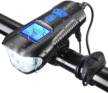 LED Velosipēda Priekšējo lukturu USB Lādējamu Velosipēda Spidometrs Bell Lukturu Ūdensizturīgs Priekšējo Lukturi, Piemērots Visiem Velosipēdu