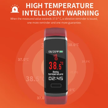 Lerbyee T6 Smart Aproce ar Ķermeņa Temperatūra Ūdensizturīgs Fitnesa Tracker Sirds ritma Monitors Bluetooth Smart Skatīties Tālrunis