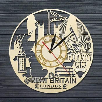 Lielbritānijas Skyline Sienas Pulkstenis UK Ceļo Suvenīru Mūsdienu Karājas pie Sienas Skatīties Anglijas Londonas Mājas Dekori Rezidentiem Dāvanu