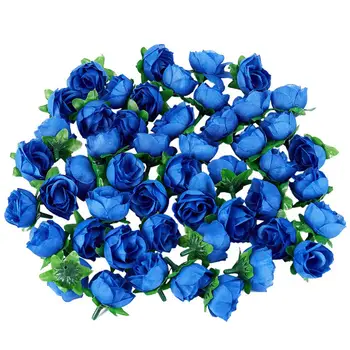 LIXF 50 mākslīgās rozes, 3 cm augsts, kāzu dekorēšana, tumši zila