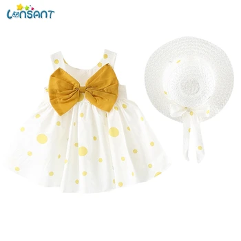 LONSANT Baby Girl Dress Vasaras Kokvilnas Dot bez Piedurknēm Bērniem Kleitas Meitene Apģērbs Personu Loku, Dzimšanas dienu, Bērnu drēbītes, N30