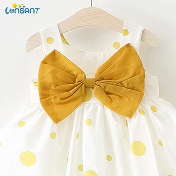 LONSANT Baby Girl Dress Vasaras Kokvilnas Dot bez Piedurknēm Bērniem Kleitas Meitene Apģērbs Personu Loku, Dzimšanas dienu, Bērnu drēbītes, N30