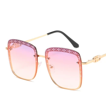 LONSY Jaunu Lielgabarīta Saulesbrilles Sieviešu Zīmola Dizainere Metāla Kvadrātveida Briļļu Sieviešu Toņos Lielas Saules Brilles UV400 Oculos