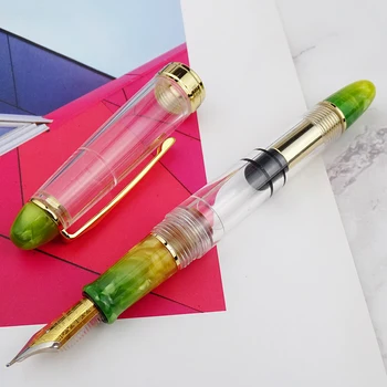 LORELEI Sveķu Pārredzamu Virzuļa Tintes Pildspalvu ar Zelta Klips, Kvalitātes Irīdija EF/F 0.38/0.5 mm Tintes Pildspalvu Dāvana Biznesa Birojs