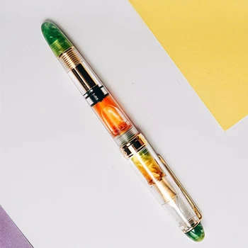 LORELEI Sveķu Pārredzamu Virzuļa Tintes Pildspalvu ar Zelta Klips, Kvalitātes Irīdija EF/F 0.38/0.5 mm Tintes Pildspalvu Dāvana Biznesa Birojs
