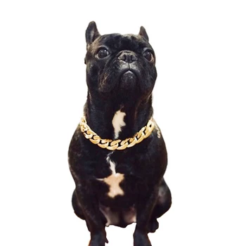 Luksusa kaklasiksna pitbull ķēdes mopsis kaklarota buldogs frances aksesuāri zelta un sudraba krāsu pet productos maziem, vidējiem suņiem