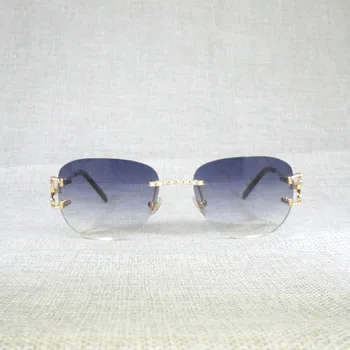 Luksusa Rhinestone C Stieples bez apmales Ovālas formas Saulesbrilles Vīriešiem, Akmens, Metāla Rāmis Laukumā Toņos Sievietēm Vasarā Kluba Oculos Brilles