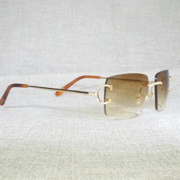 Luksusa Rhinestone C Stieples bez apmales Ovālas formas Saulesbrilles Vīriešiem, Akmens, Metāla Rāmis Laukumā Toņos Sievietēm Vasarā Kluba Oculos Brilles