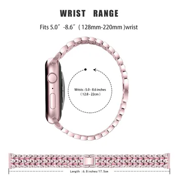 Luksusa Sievietes Dimanta Rokassprādzi Apple Skatīties SE Joslā, Sērija 6 5 4 3 Izsmalcinātu Metāla Siksniņu 40mm 44mm 38mm 42mm par Iwatch Jostas