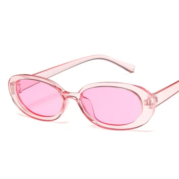 Luksusa Zīmolu Dizainera Caurspīdīga Rozā, Ovālas Formas Saulesbrilles Sieviešu Retro Classic Āra Oculos De Sol Gafas