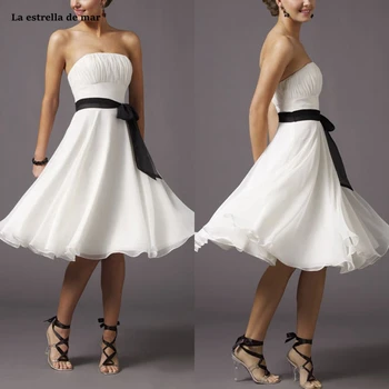 Lēti pārdošana 21 krāsu šifona līgavas kleita īsu Līniju Strapless kāzu kleita zem 30 ASV dolārus vestidos para damas de godu