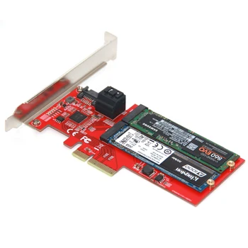 M2 SATA Raid Kontrolieris Kartes PCI Express X4, lai 2Port SATA 3.0 6Gbps + 2Port M. 2 NGFF SSD B Galvenās Atbalsta RAID0 RAID1 AHCI Režīmā JAUNAS 1245
