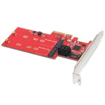 M2 SATA Raid Kontrolieris Kartes PCI Express X4, lai 2Port SATA 3.0 6Gbps + 2Port M. 2 NGFF SSD B Galvenās Atbalsta RAID0 RAID1 AHCI Režīmā JAUNAS
