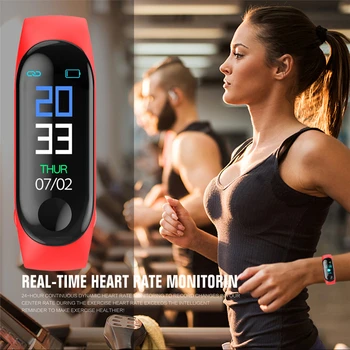 M3 Smart Joslā Fitnesa Tracker Smart Aproce Sirds Ritma Monitors, Pulkstenis Ūdensizturīgs Sporta Aproce Vīriešiem, Sievietēm Smartband