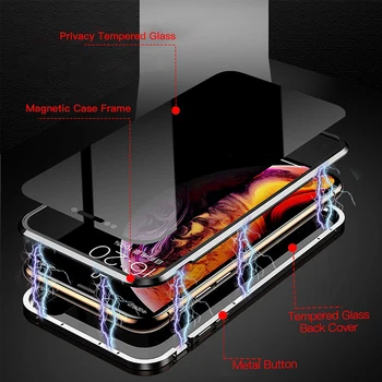 Magnētiskā adsorbcijas Rūdīts Stikls Privātuma Metāla Telefonu Gadījumā Coque 360 Magnēts Antispy Vāciņš iPhone XR XS X 11 Pro MAX 8 7 6 S 5198