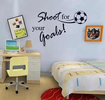 MAMALOOK Peld Futbola Šaut Jūsu Mērķis sienas uzlīmes, angļu Burti mājas uzlīmes uzlīmes Bērnu Istabas sienas dekors