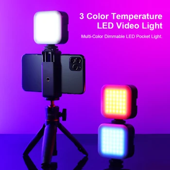 MAMEN Mini D36R LED Video Light Set Viedtālrunis Vlogging Komplekti Ar Mikrofonu Tālruņa Būris Statīvs Video uzņemšana Foto Gaismas 44658