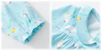 Maz maven bērnu apģērbu komplekti 2019. gada rudenī jaunās meitenes dzīvnieku Kokvilnas pavisam garām piedurknēm pīļu drukas t krekls + dot bikses 20229