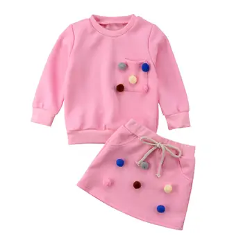 Mazas Meitenes 2gab Rudenī, Ziemā Silts Apģērbs Jaundzimušais Meiteņu Tērpiem Sweatershirt Topi+Ball Mini Svārki Ziemassvētki Navidad Drēbes 5580