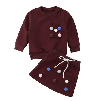 Mazas Meitenes 2gab Rudenī, Ziemā Silts Apģērbs Jaundzimušais Meiteņu Tērpiem Sweatershirt Topi+Ball Mini Svārki Ziemassvētki Navidad Drēbes