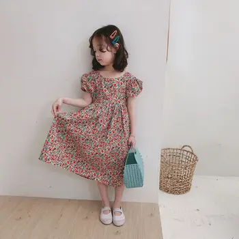 Meitene kleita 2019. gada Vasarā Jauni bērnu, Meiteņu modes ziedu kleitu open-atpakaļ kleita princese kleita 4811