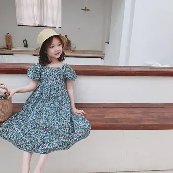 Meitene kleita 2019. gada Vasarā Jauni bērnu, Meiteņu modes ziedu kleitu open-atpakaļ kleita princese kleita