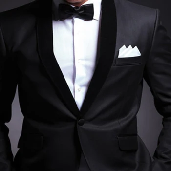 Melna Kāzu Uzvalku Līgavainis 2 Gabals Slim Fit Vīriešu Uzvalki Uzstādīt Šalle Custom Atloks Balli Biznesa Draugs Jaka ar Bikses 2020 8709