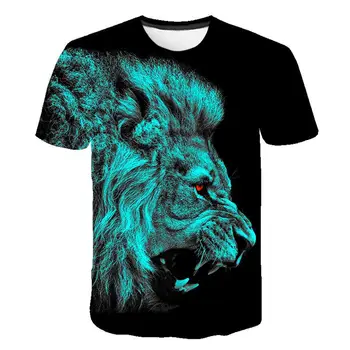 Melnā un baltā lauva 3D Iespiests T krekls Atdzist Dzīvnieku Modelis 2020. Gadam, Modes Vasaras Īsām Piedurknēm Topi Vīriešu T, Zēns, Meitene Tees