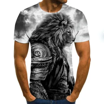 Melnā un baltā lauva 3D Iespiests T krekls Atdzist Dzīvnieku Modelis 2020. Gadam, Modes Vasaras Īsām Piedurknēm Topi Vīriešu T, Zēns, Meitene Tees