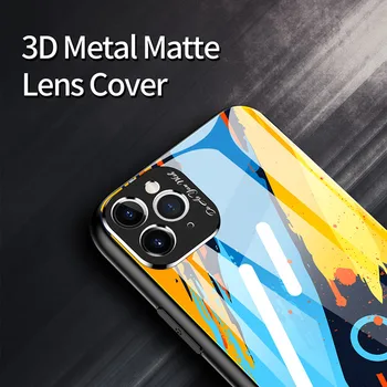 Metāla Objektīva Vāciņš Tālruņa Lietā Par iPhone 11 Pro Max 10 X XR XS Max Rūdīts Stikls Lietā Par iPhone SE 2020 6 6S 8 7 Plus Atpakaļ Gadījumā