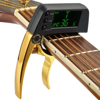 Metāla Ģitāru Regulēšana Klipu Capo & Uztvērējs, 2 in 1, lai Ģitāra un Bass Liels LCD Klipu Elektriskā ģitāra havajiešu Ģitāra Melodija Capo Skava 27983