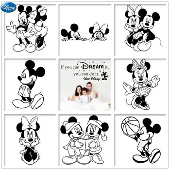 Mickey Disney Minnie Sienas Uzlīmes, Sienas, lai Bērnu Istabas Dekori Melnā Izgriezums Tapešu Uzlīme Decal Mājas Dekors Dzīvojamā Istaba