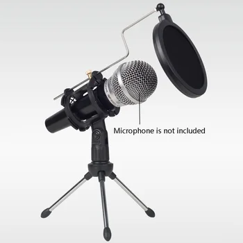 Mini Desktop Mikrofona Statīvu Ar Triecienu Mount Mikrofona Turētājs Pop Filtrs Studijas Ieraksta Raidījumu Dziedāšanas Sanāksme