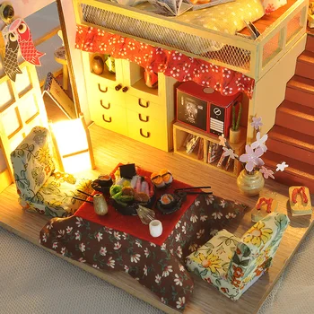 Mini DIY Koka Japāņu Stila Dollhouses Samontēti Miniatūras ar Mēbelēm Kimono Doll House Rotaļlietas Bērniem Pieaugušo Drauga Dāvanu