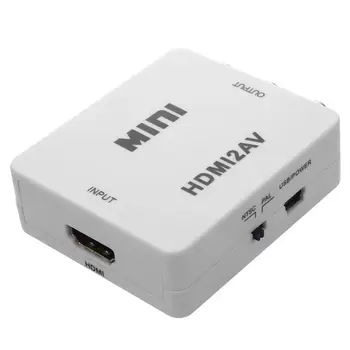 Mini HD Video, HDMI, AV CVBS NTSC/ PAL TV signāla pārveidotājs, VHS videokameru, DVD-HDMI RCA balts
