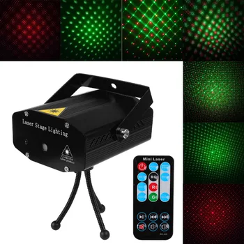 Mini LED Lāzera Rādāmkociņš Disko Skatuves Gaismas Pusi Modelis Apgaismojums Projektors Rāda, INFRASARKANO staru Tālvadības RG Lāzera Projektoru Gaismas
