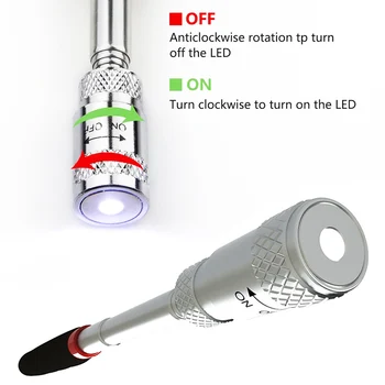 Mini LED Magnēts Teleskopiskie Magnētiskā Uzņemt Lukturīti Lāpu Lampas Pacelt Skrūvgriezi un Uzgriežņu Un Skrūvju Rokas Instrumenti