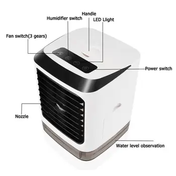 Mini USB Portatīvo Gaisa Kondicionētājs, Gaisa Dzesētāja gaisa mitrinātāju Attīrītājs 7 Krāsas LED Gaismas 3 Rīku Darbvirsmas Gaisa Dzesēšanas Ventilators w/ 480ml Tvertne