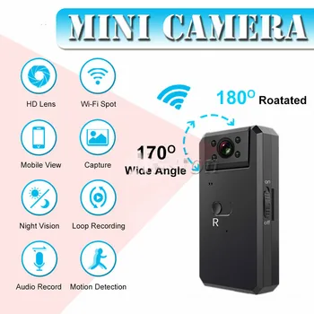 Mini WiFi Kamera 1080P HD Video Audio Diktofonu ar INFRASARKANO Nakts Redzamības Kustības detektors Mazo Bezvadu Videokameras mini cam
