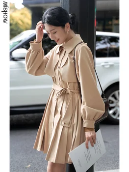 MISHOW 2020. gada Rudenī Uzrakt Mētelis Sievietēm ar garām Piedurknēm Vēja Lauzējs Streetwear Mode Virsdrēbes Elegants Mētelis MX20C7366
