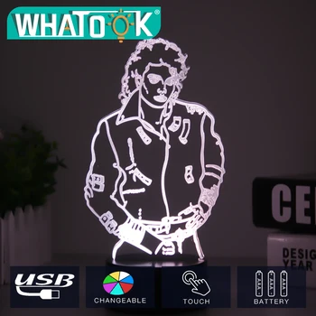 MJ Michael Jackson Zīme 3D ilūziju, Apgaismojums Galda Galda Lampa 7 Krāsu Izmaiņas Akrila USB led Bērnu Istabas Interjeru Nakts gaisma 48442