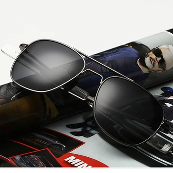 Modes Amerikāņu Armijas kara lidotājs Saulesbrilles Vīriešiem Zīmola Amerikāņu Polarizētas Optiskās Saules Brilles Zaļā Spoguļu Oculos De Sol