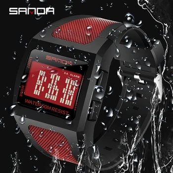 Modes Sanda Top Zīmolu Vīriešu Sporta Skatīties Vienkārša Digitālā Ūdensdrošs Led Elektronisko Pulksteni Reloj Hombre