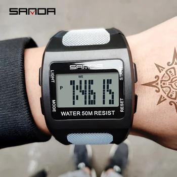 Modes Sanda Top Zīmolu Vīriešu Sporta Skatīties Vienkārša Digitālā Ūdensdrošs Led Elektronisko Pulksteni Reloj Hombre