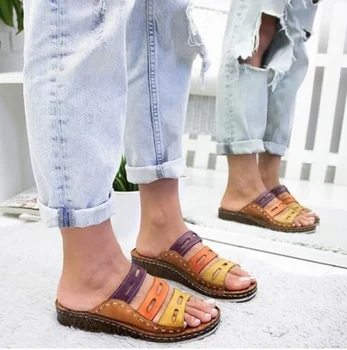 Modes Sievietes 2020. gada Vasaras Sandales Kurpes Siksnu Atpūtas Platforma, Platformas Sandales kurpes