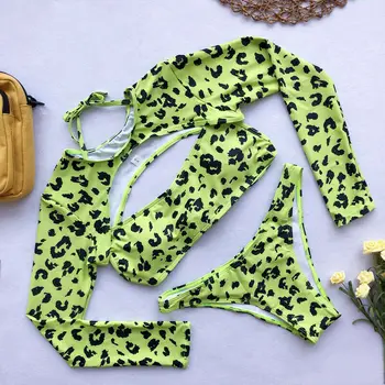 Modes Sievietes Leopards Drukāt Bikini Komplekts Push Up Polsterēta Sieviešu Leopard Peldkostīmu Peldkostīms, Peldbikses Beachwear Divdaļīga Kostīmi