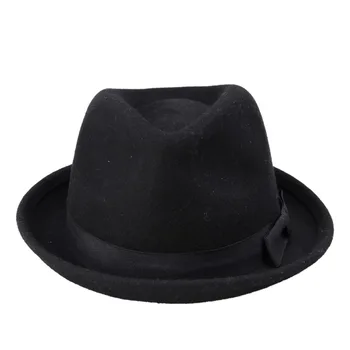 Modes Sievietes VTG Black Fedora cepuri Stilu Uzskatīja, Trilby Cepuri BNWT/JAUNAIS Gangsteris Laday Panama Saules Cepure Ar Joslu 10